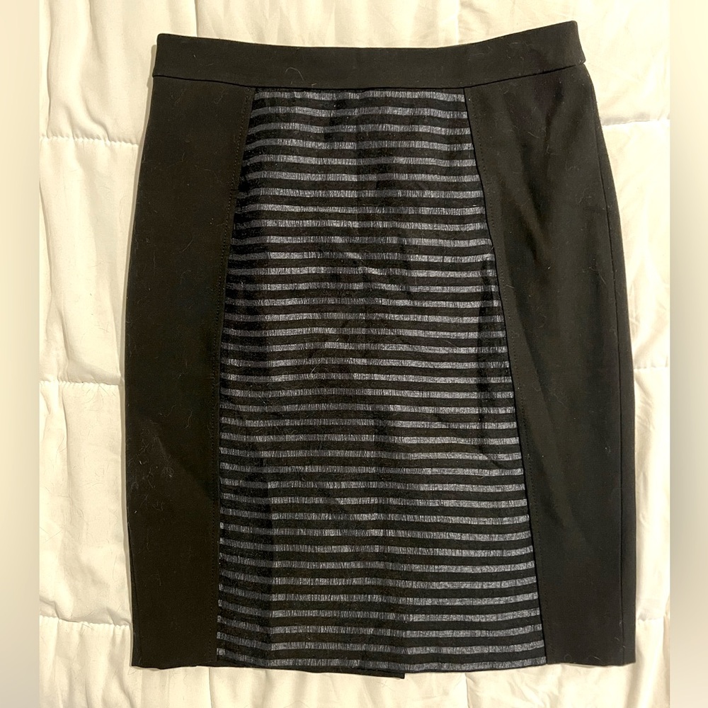 Halogen black pencil skirt with stripe detail